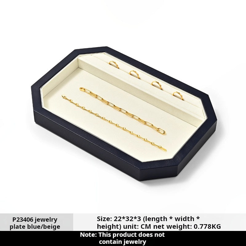 Jewelry Plate PU Leather Jewelry Display Plate Fleece Necklace Ring Pendant Display Jewelry Viewing Pallet