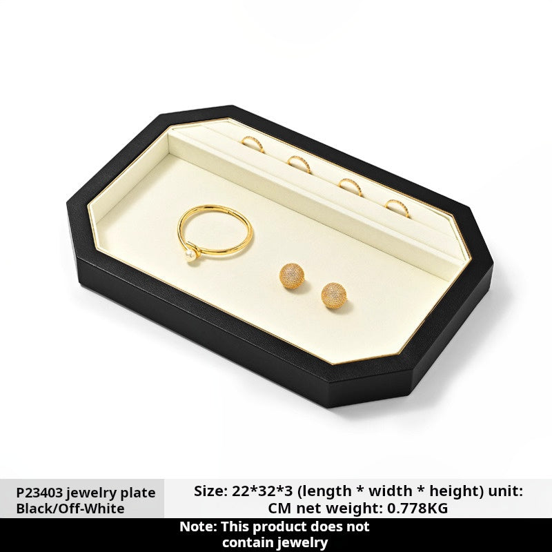 Jewelry Plate PU Leather Jewelry Display Plate Fleece Necklace Ring Pendant Display Jewelry Viewing Pallet