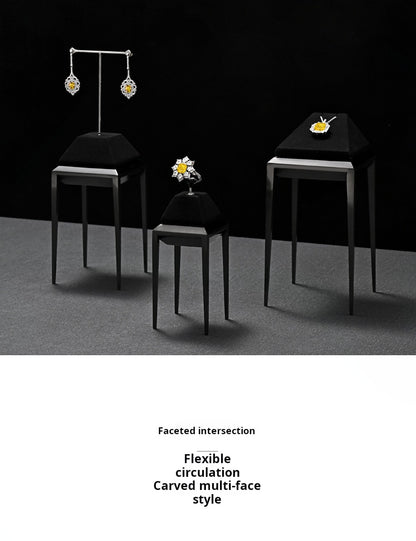 Light luxury jewelry display stand, brushed metal watch, necklace, rings, earrings, jewelry display props