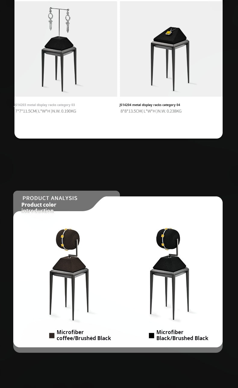 Light luxury jewelry display stand, brushed metal watch, necklace, rings, earrings, jewelry display props