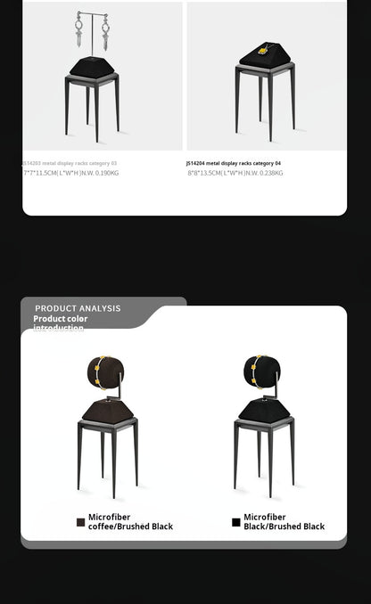 Light luxury jewelry display stand, brushed metal watch, necklace, rings, earrings, jewelry display props