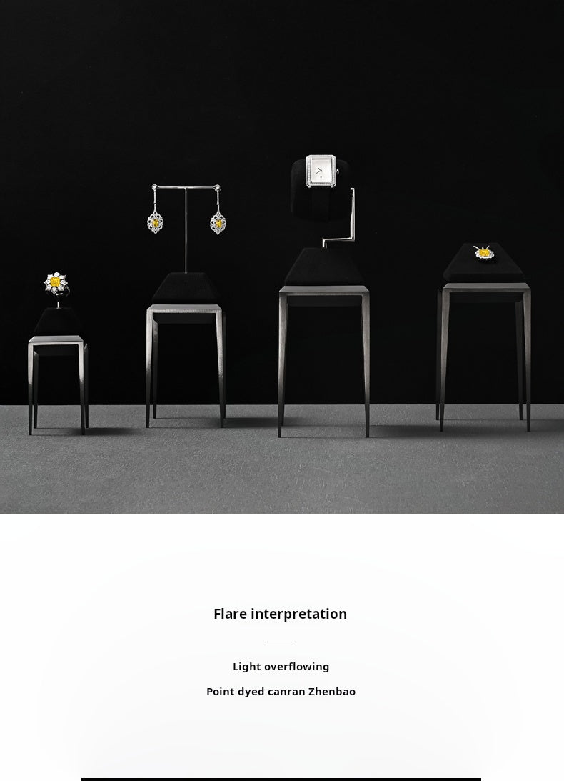 Light luxury jewelry display stand, brushed metal watch, necklace, rings, earrings, jewelry display props