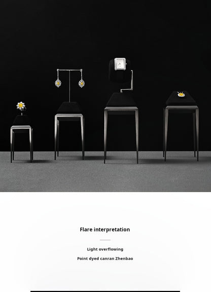 Light luxury jewelry display stand, brushed metal watch, necklace, rings, earrings, jewelry display props