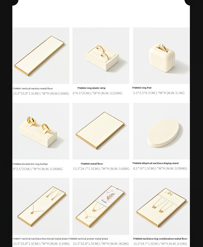 Luxury microfiber jewelry display plate mirror gold high-end ring necklace pendant display props