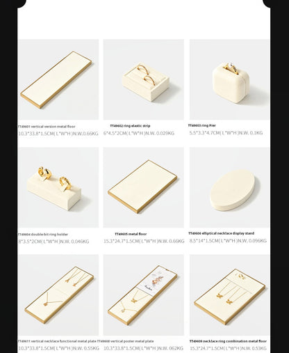 Luxury microfiber jewelry display plate mirror gold high-end ring necklace pendant display props