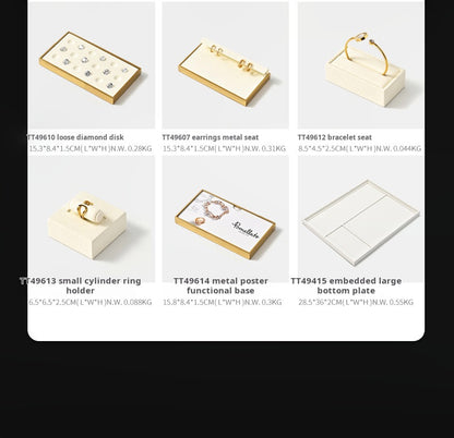 Luxury microfiber jewelry display plate mirror gold high-end ring necklace pendant display props