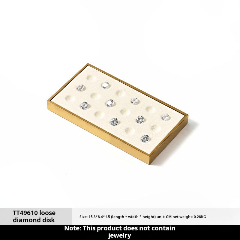 Luxury microfiber jewelry display plate mirror gold high-end ring necklace pendant display props