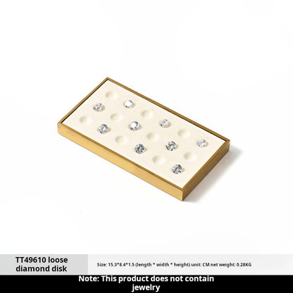 Luxury microfiber jewelry display plate mirror gold high-end ring necklace pendant display props