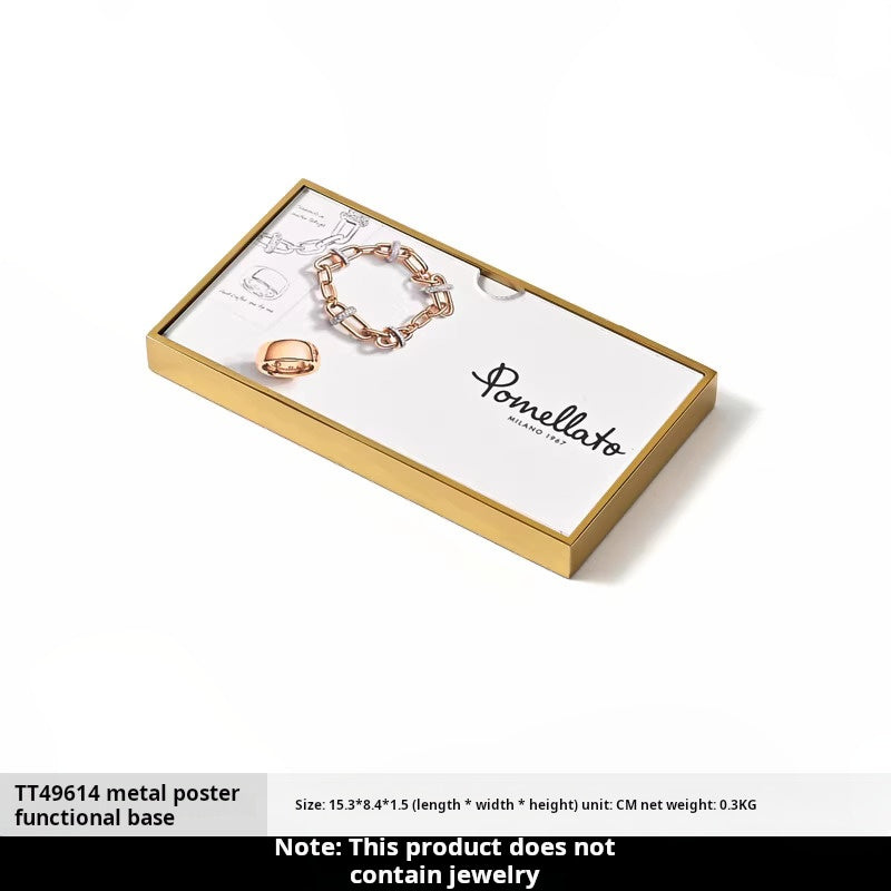 Luxury microfiber jewelry display plate mirror gold high-end ring necklace pendant display props