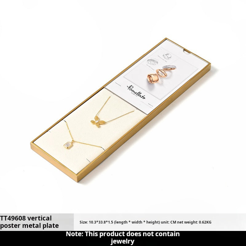 Luxury microfiber jewelry display plate mirror gold high-end ring necklace pendant display props