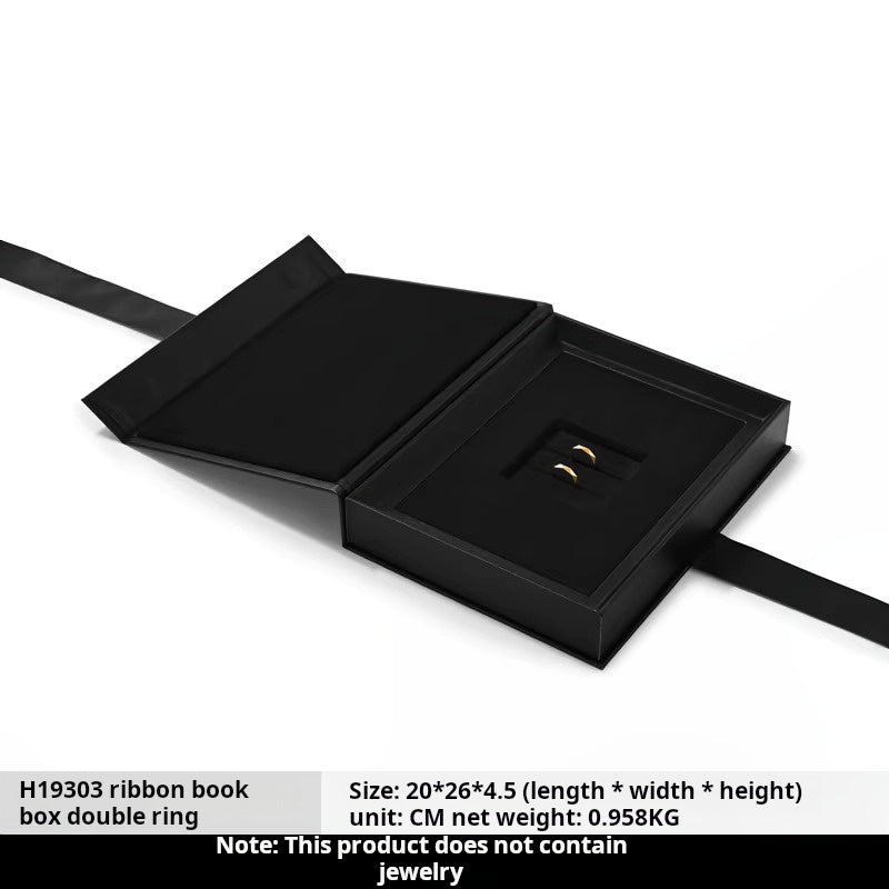 Jewelry storage box creative ribbon book box flap ring necklace jewelry display gift box