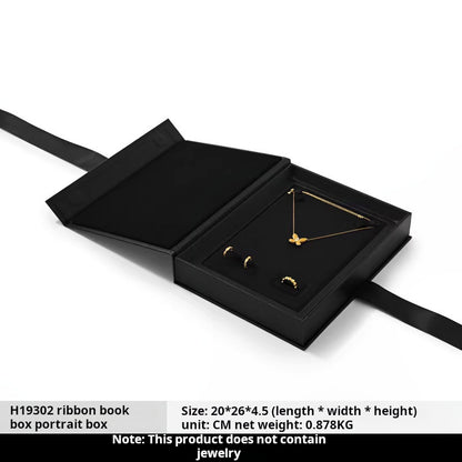 Jewelry storage box creative ribbon book box flap ring necklace jewelry display gift box