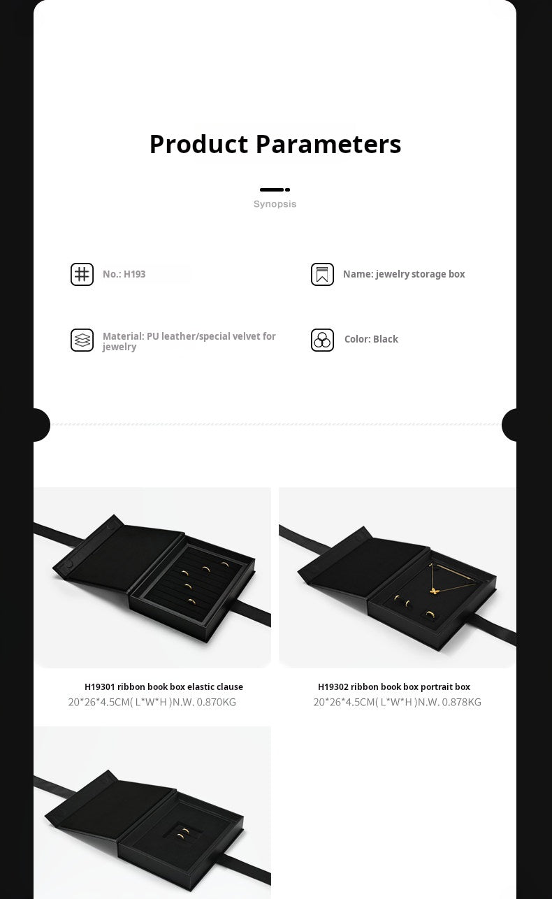 Jewelry storage box creative ribbon book box flap ring necklace jewelry display gift box