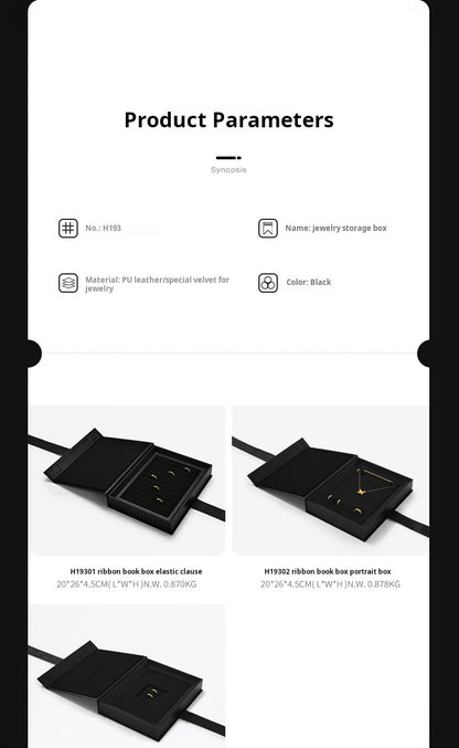 Jewelry storage box creative ribbon book box flap ring necklace jewelry display gift box