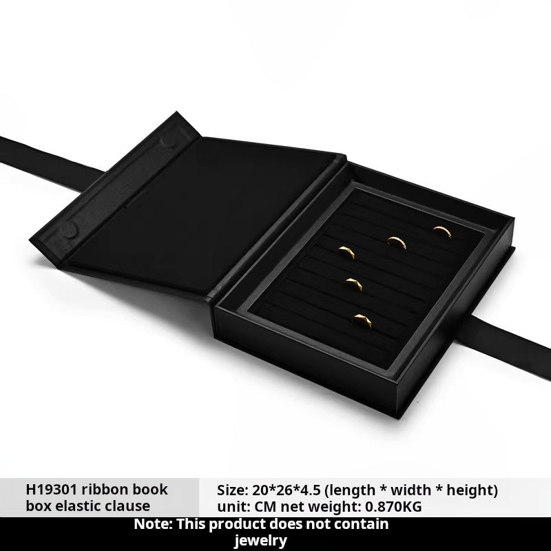 Jewelry storage box creative ribbon book box flap ring necklace jewelry display gift box