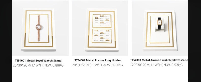 Luxury jewelry tray, metal watch holder, PU leather watch, ring counter, jewelry display props Jim Display