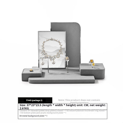 Luxury jewelry display props microfiber ring earrings necklace counter display display plate Jim Display