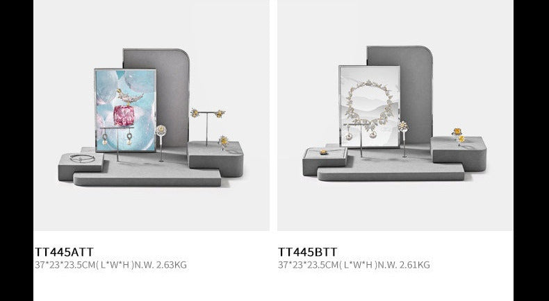 Luxury jewelry display props microfiber ring earrings necklace counter display display plate Jim Display