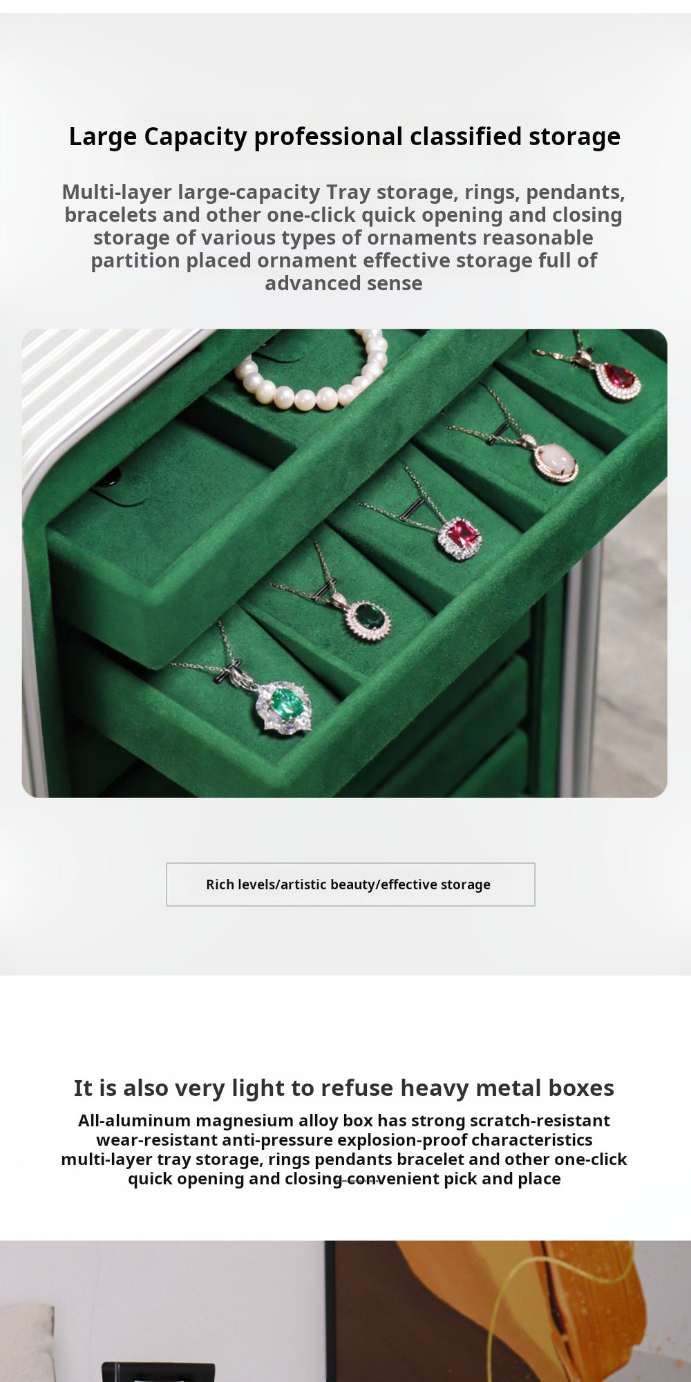 Aluminum and magnesium alloy high-grade large-capacity jewelry case Luxury portable jewelry trolley flight case Jim Display