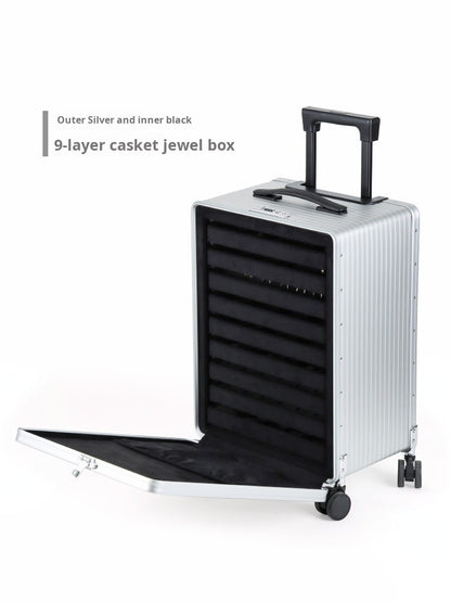 Aluminum and magnesium alloy high-grade large-capacity jewelry case Luxury portable jewelry trolley flight case Jim Display