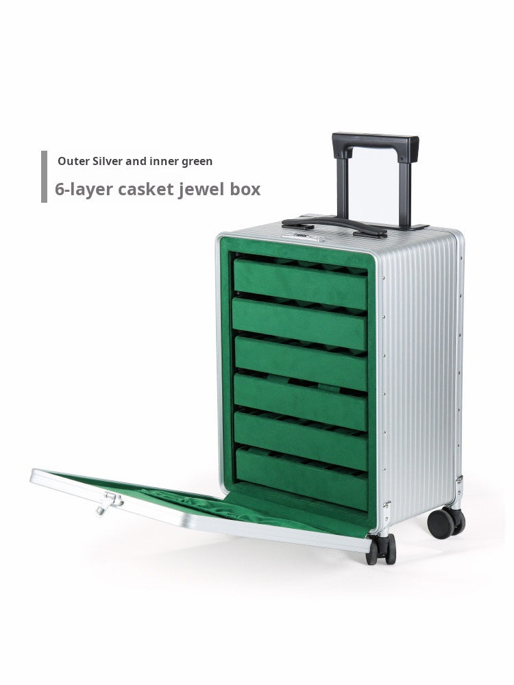 Aluminum and magnesium alloy high-grade large-capacity jewelry case Luxury portable jewelry trolley flight case Jim Display