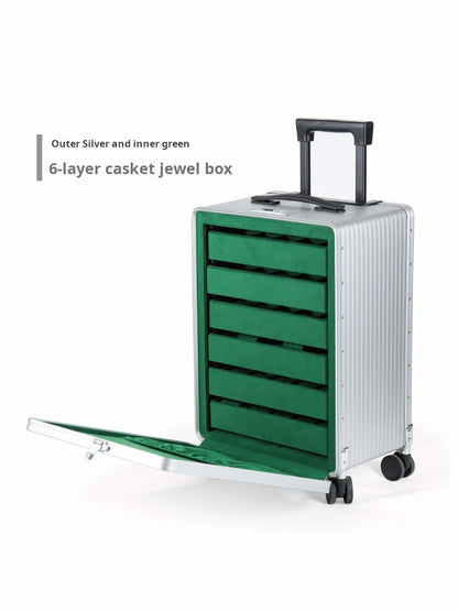 Aluminum and magnesium alloy high-grade large-capacity jewelry case Luxury portable jewelry trolley flight case Jim Display
