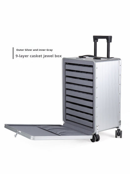 Aluminum and magnesium alloy high-grade large-capacity jewelry case Luxury portable jewelry trolley flight case Jim Display