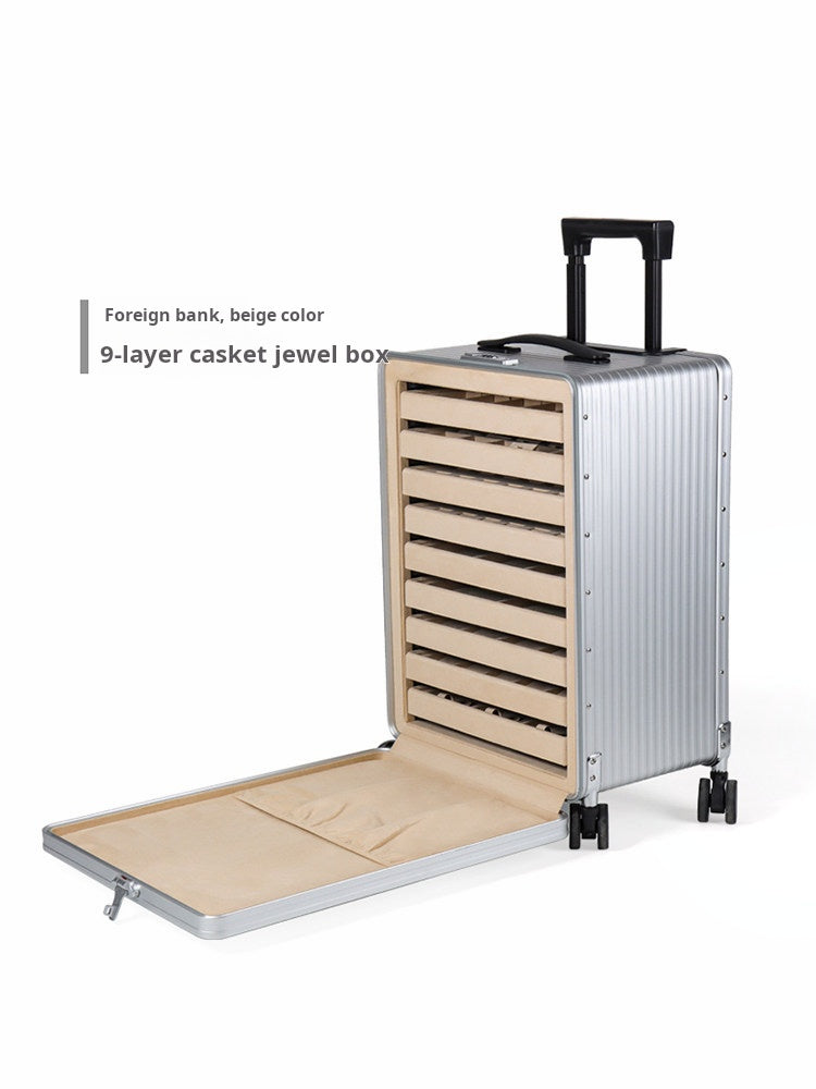 Aluminum and magnesium alloy high-grade large-capacity jewelry case Luxury portable jewelry trolley flight case Jim Display